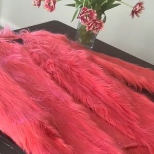 UNREAL FUR Coat Jacket, Bright Pink Coral, Size S